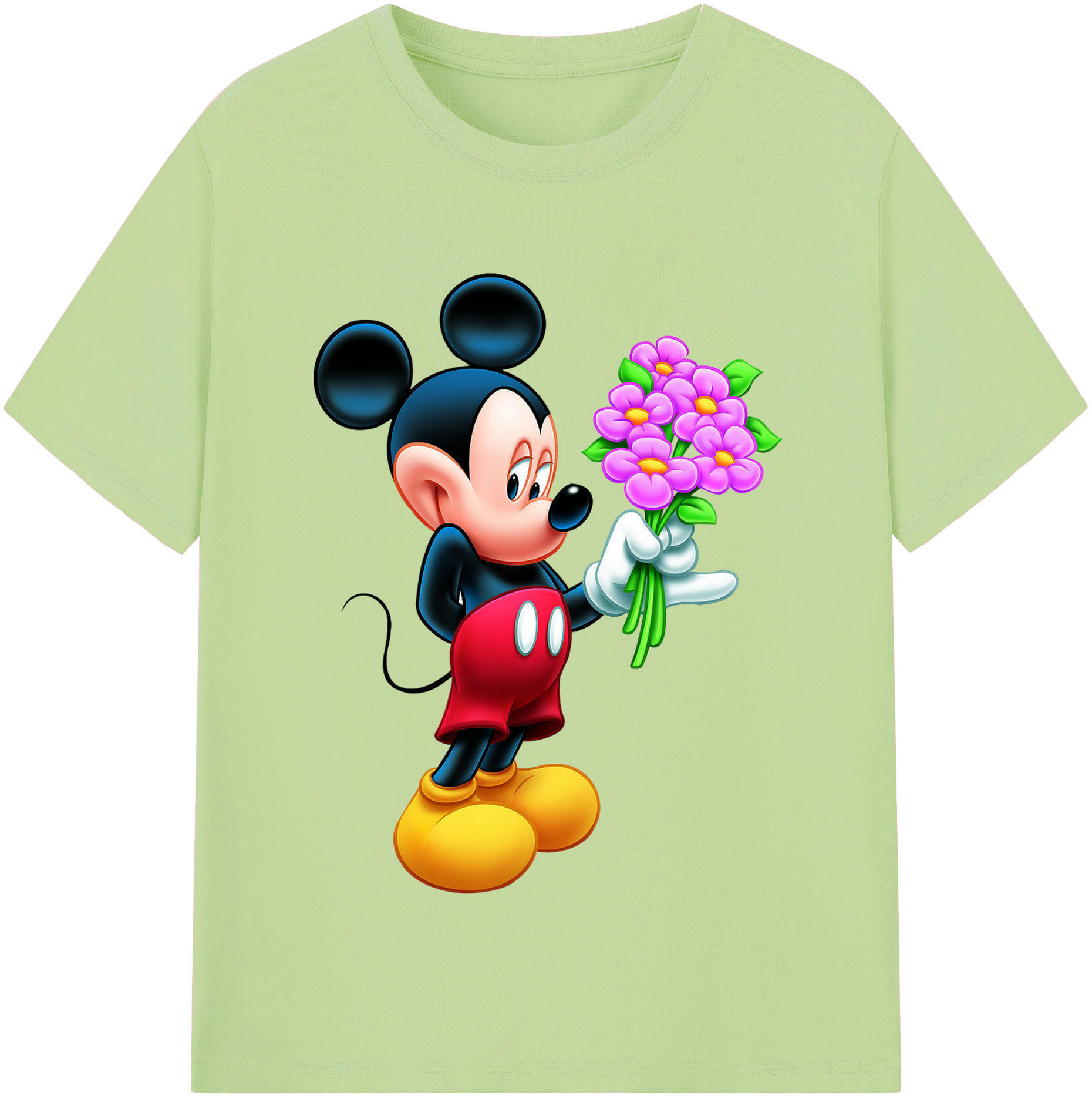 （画像用） ミッキーマウス Mickey Mouse 綿100％半袖Tシャツ（フロントプリント）